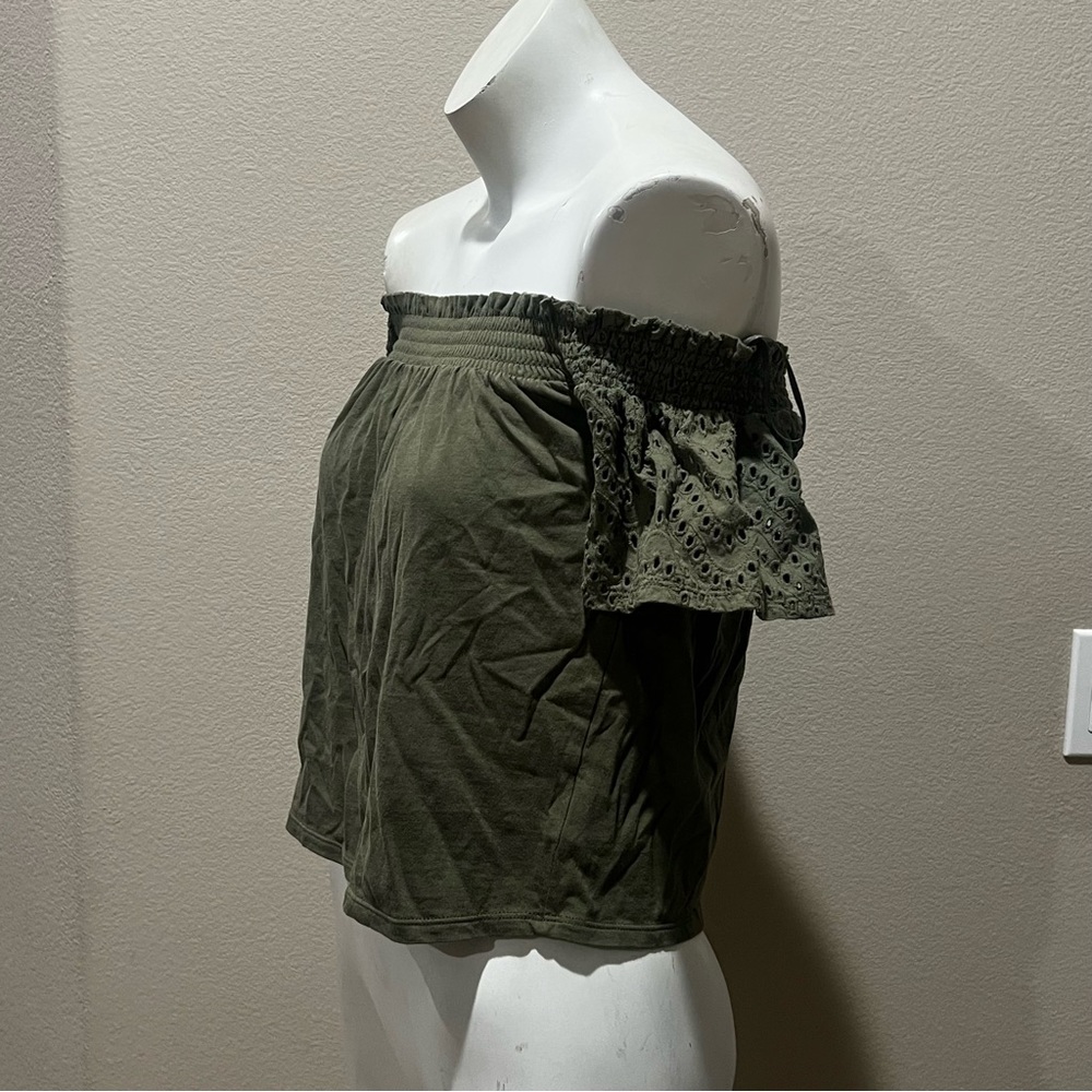 Express olive green off the shoulder blouse - Picture 4 of 7